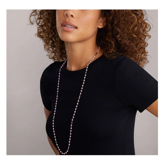 Lagos Pink Caviar Long Pink Ceramic Beaded Necklace - Picture 5 of 16